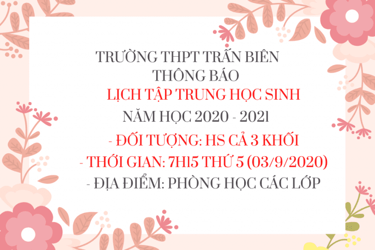 Thông báo tập trung học sinh năm học 2020 – 2021