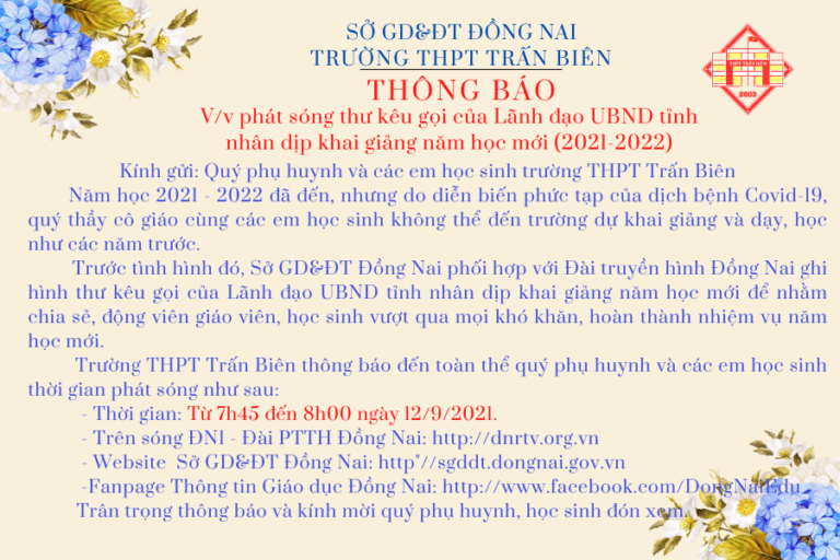 Thông báo thời gian phát sóng thư kêu gọi của Lãnh đạo UBND tỉnh nhân dịp khai giảng năm học 2021-2022