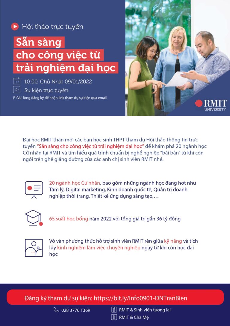 Đại học RMIT_Hội thảo trực tuyến “Sẵn sàng cho công việc từ trải nghiệm đại học” Tháng 01, 2022