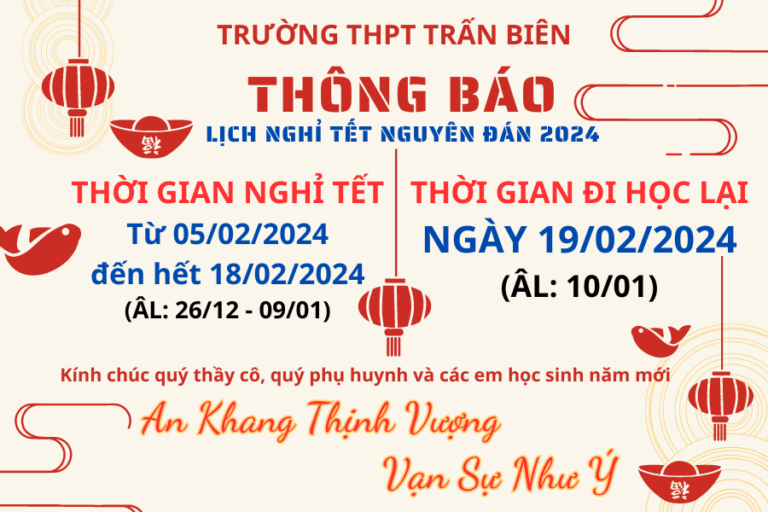 Thông báo lịch nghỉ tết nguyên đán Giáp Thìn 2024